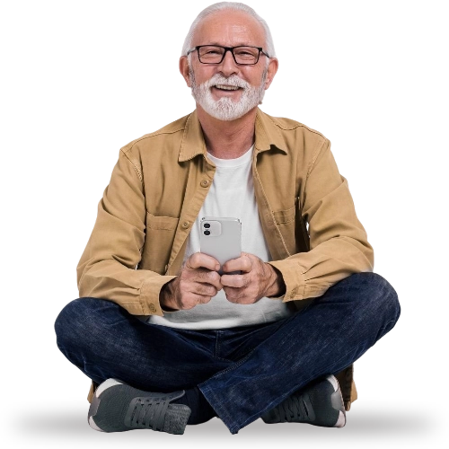 Senior korzystający z telefonu